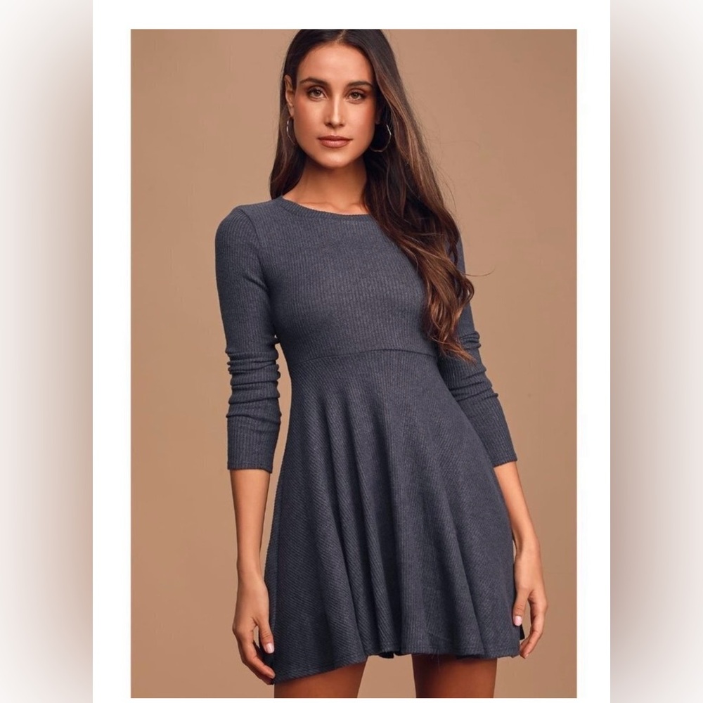 NWT!! Lulus Ribbed Sweater Skater Dress size L
